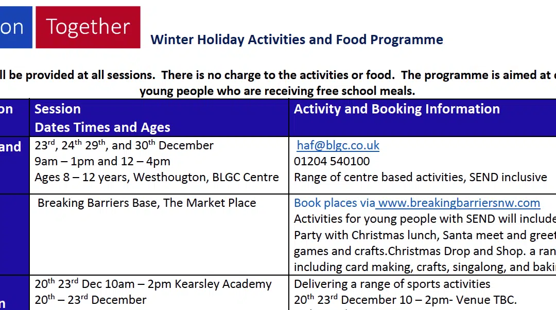Christmas Holiday Activity and Food Programme