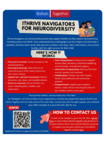 iThrive Navigator for Neurodiversity flyer for Bolton Together