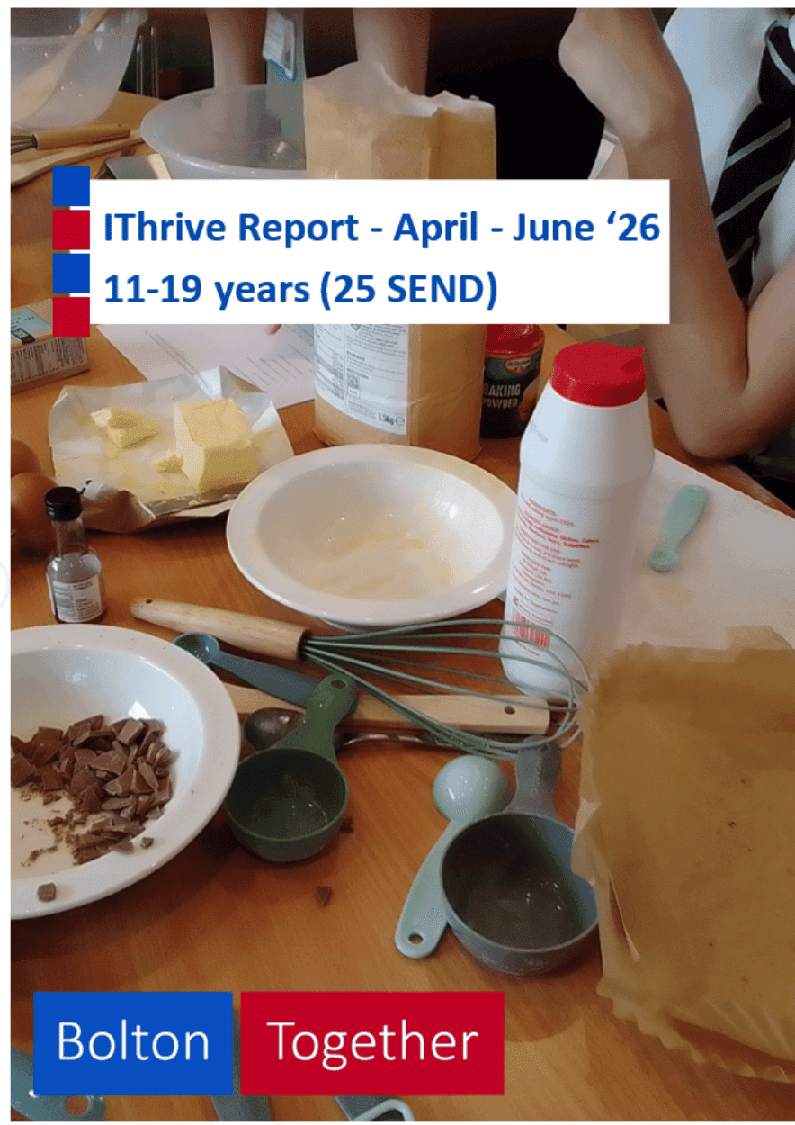 IThrive Report April 26- June 26. Cover photo of children cooking.